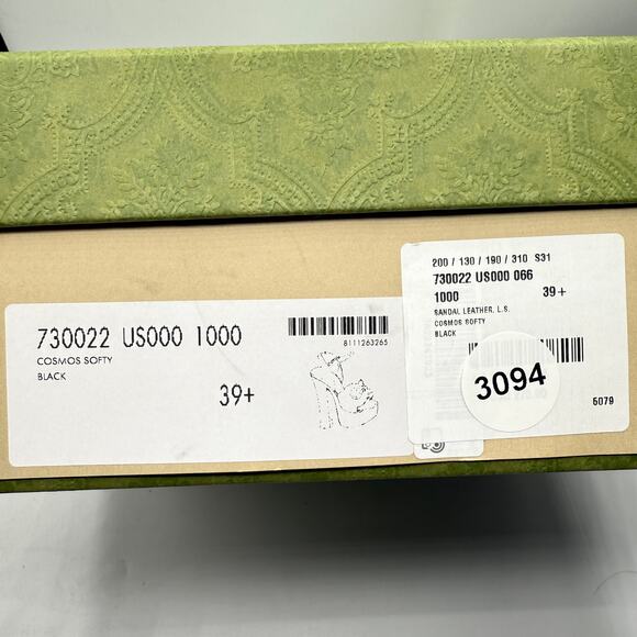 Gucci Interlocking G Platform High Heel Sandal Black Leather Cosmo Softy EU39 .5 - Picture 11 of 12